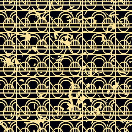 Vector modern geometric tile pattern with grunge effect. Abstract art deco retro vintage background.のイラスト素材