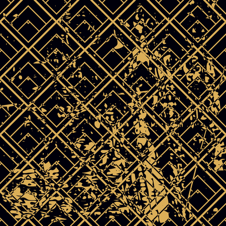 Vector modern geometric tile pattern with grunge effect. Abstract art deco retro vintage background.のイラスト素材