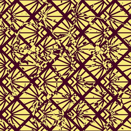 Vector modern geometric tile pattern with grunge effect. Abstract art deco retro vintage background.のイラスト素材