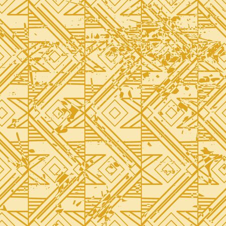 Vector modern geometric tile pattern with grunge effect. Abstract art deco retro vintage background.のイラスト素材
