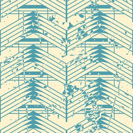 Vector modern geometric tile pattern with grunge effect. Abstract art deco retro vintage background.のイラスト素材