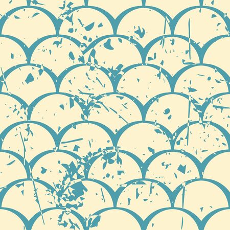 Vector modern geometric tile pattern with grunge effect. Abstract art deco retro vintage background.のイラスト素材