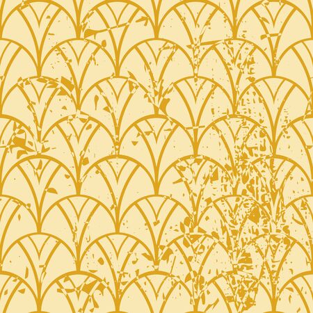 Vector modern geometric tile pattern with grunge effect. Abstract art deco retro vintage background.のイラスト素材
