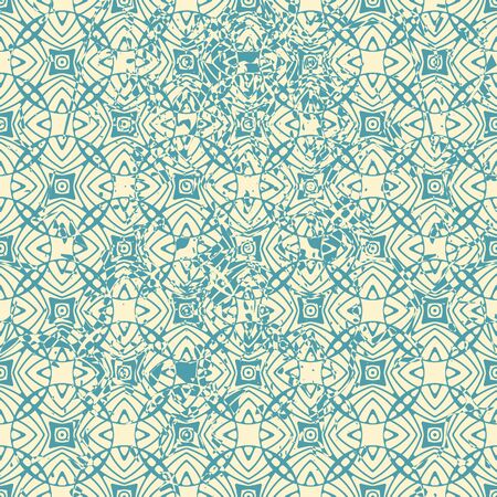 Vector modern geometric tile pattern with grunge effect. Abstract art deco retro vintage background.のイラスト素材