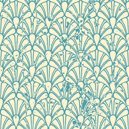 Vector modern geometric tile pattern with grunge effect. Abstract art deco retro vintage background.のイラスト素材
