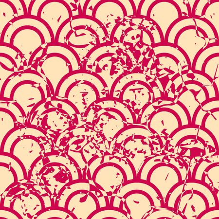 Vector modern geometric tile pattern with grunge effect. Abstract art deco retro vintage background.のイラスト素材