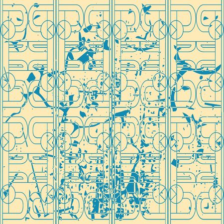Vector modern geometric tile pattern with grunge effect. Abstract art deco retro vintage background.のイラスト素材