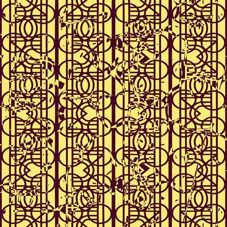 Vector modern geometric tile pattern with grunge effect. Abstract art deco retro vintage background.のイラスト素材