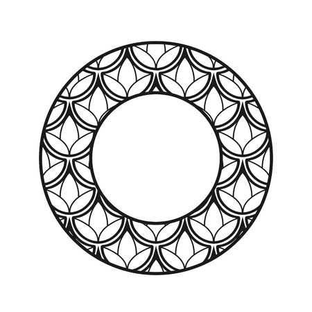 Vector vintage art deco decorative ornamental round element for design rosette, invitation card, print.のイラスト素材