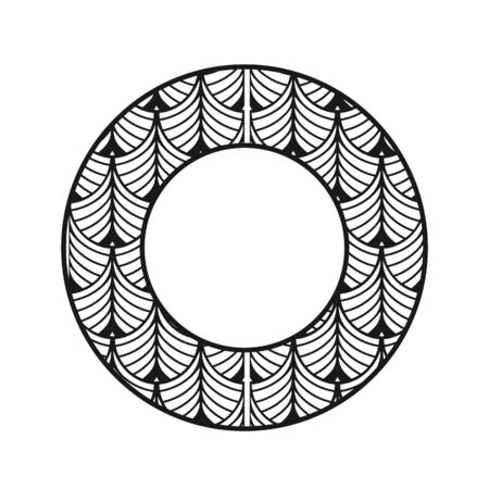 Vector vintage art deco decorative ornamental round element for design rosette, invitation card, print.のイラスト素材