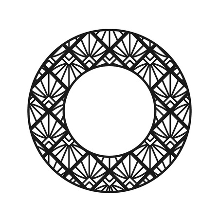 Vector vintage art deco decorative ornamental round element for design rosette, invitation card, print.のイラスト素材