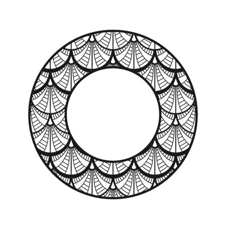 Vector vintage art deco decorative ornamental round element for design rosette, invitation card, print.のイラスト素材