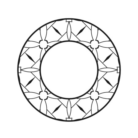 Vector vintage art deco decorative ornamental round element for design rosette, invitation card, print.のイラスト素材