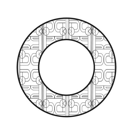 Vector vintage art deco decorative ornamental round element for design rosette, invitation card, print.のイラスト素材
