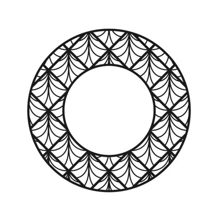 Vector vintage art deco decorative ornamental round element for design rosette, invitation card, print.のイラスト素材