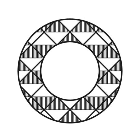 Vector vintage art deco decorative ornamental round element for design rosette, invitation card, print.のイラスト素材