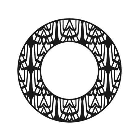 Vector vintage art deco decorative ornamental round element for design rosette, invitation card, print.のイラスト素材