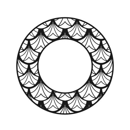 Vector vintage art deco decorative ornamental round element for design rosette, invitation card, print.のイラスト素材