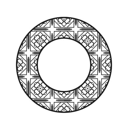 Vector vintage art deco decorative ornamental round element for design rosette, invitation card, print.のイラスト素材