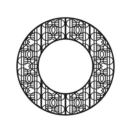 Vector vintage art deco decorative ornamental round element for design rosette, invitation card, print.のイラスト素材