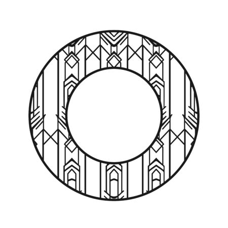 Vector vintage art deco decorative ornamental round element for design rosette, invitation card, print.のイラスト素材
