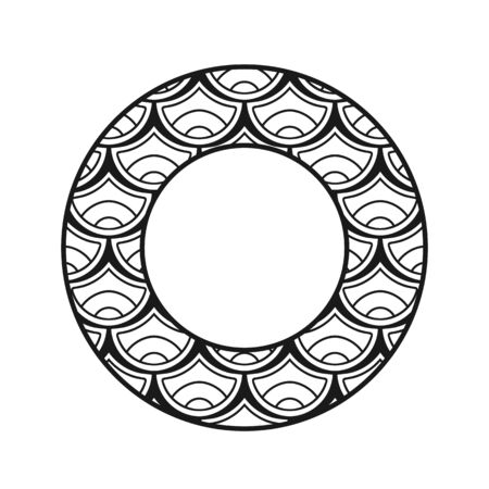 Vector vintage art deco decorative ornamental round element for design rosette, invitation card, print.のイラスト素材