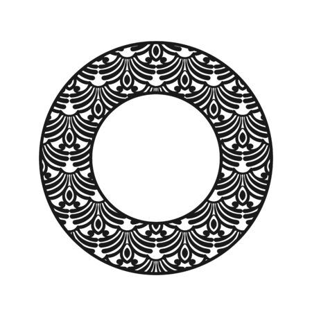 Vector vintage art deco decorative ornamental round element for design rosette, invitation card, print.のイラスト素材