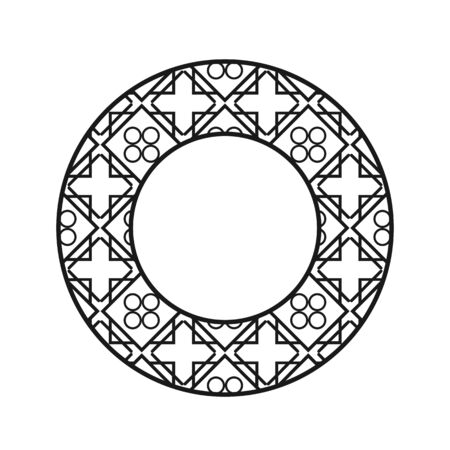 Vector vintage art deco decorative ornamental round element for design rosette, invitation card, print.のイラスト素材