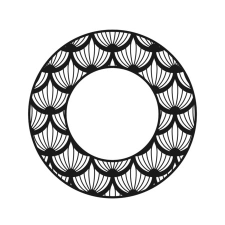 Vector vintage art deco decorative ornamental round element for design rosette, invitation card, print.のイラスト素材
