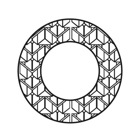 Vector vintage art deco decorative ornamental round element for design rosette, invitation card, print.のイラスト素材
