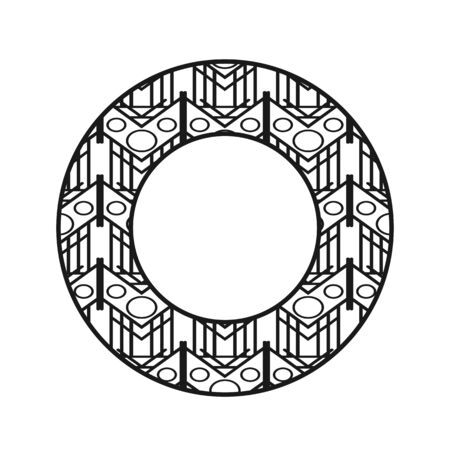 Vector vintage art deco decorative ornamental round element for design rosette, invitation card, print.のイラスト素材