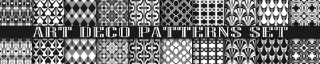 Art Deco seamless patterns set. Retro vintage ornamental geometrical patterns, ornate textures. Set and collection of element for designのイラスト素材