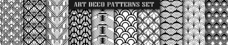 Art Deco seamless patterns set. Retro vintage ornamental geometrical patterns, ornate textures. Set and collection of element for designのイラスト素材