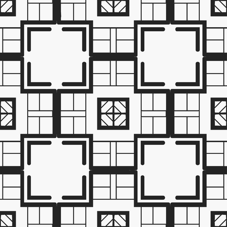 Vector modern tiles pattern and wallpaper. Abstract art deco seamless monochrome background. Vintage element for retro designのイラスト素材