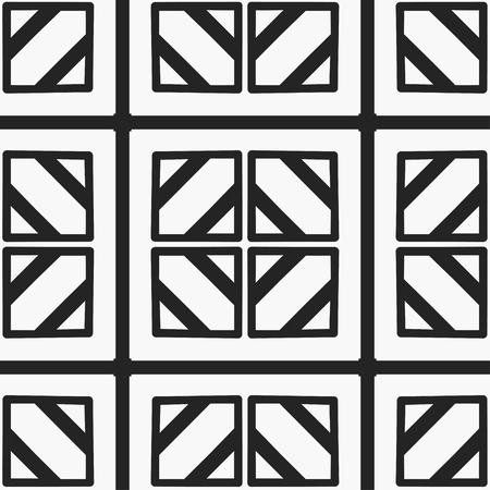 Vector modern tiles pattern and wallpaper. Abstract art deco seamless monochrome background. Vintage element for retro designのイラスト素材