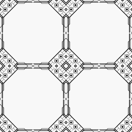 Vector modern tiles pattern and wallpaper. Abstract art deco seamless monochrome background. Vintage element for retro designのイラスト素材