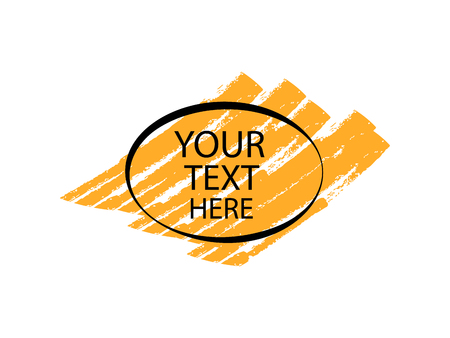 Vector frame with orange paint brush strokes isolated on white background. Modern design elements for sale banners, flyers, advertisement or text boxes.のイラスト素材