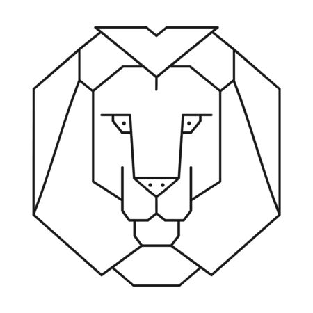 Linear illustration of a black and white lions head for designのイラスト素材