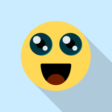 Vector happy smile icon. Vector emoticon. Yellow smile. Yellow emoticon. Emoticon icon in flat styleのイラスト素材