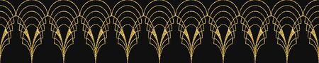 Art Deco Pattern. Seamless black and gold background. Luxury lace ornament. Retro geometric design. 1920-30s motifs. Luxury vintage illustration for designの写真素材
