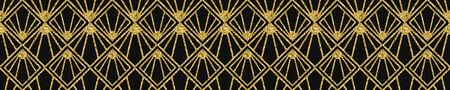 Art Deco Pattern. Seamless black and gold background. Luxury lace ornament. Retro geometric design. 1920-30s motifs. Luxury vintage illustration for designの写真素材