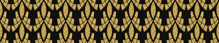 Art Deco Pattern. Seamless black and gold background. Luxury lace ornament. Retro geometric design. 1920-30s motifs. Luxury vintage illustration for designの写真素材