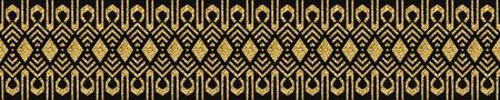 Art Deco Pattern. Seamless black and gold background. Luxury lace ornament. Retro geometric design. 1920-30s motifs. Luxury vintage illustration for designの写真素材