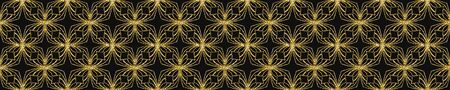 Art Deco Pattern. Seamless black and gold background. Luxury lace ornament. Retro geometric design. Luxury vintage illustration for designの写真素材