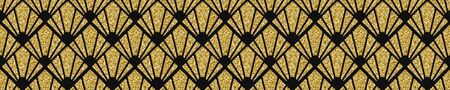 Art Deco Pattern. Seamless black and gold background. Luxury lace ornament. Retro geometric design. 1920-30s motifs. Luxury vintage illustration for designの写真素材