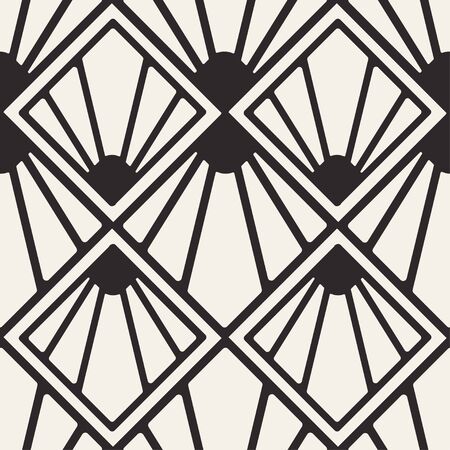 Vector modern tiles pattern. Abstract art deco seamless monochrome background or wallpaper for designのイラスト素材