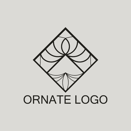 Luxury antique art deco monochrome hipster minimal geometric vintage linear vector logo template for designのイラスト素材