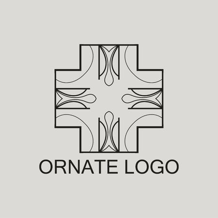 Luxury antique art deco monochrome hipster minimal geometric vintage linear vector logo template for designのイラスト素材