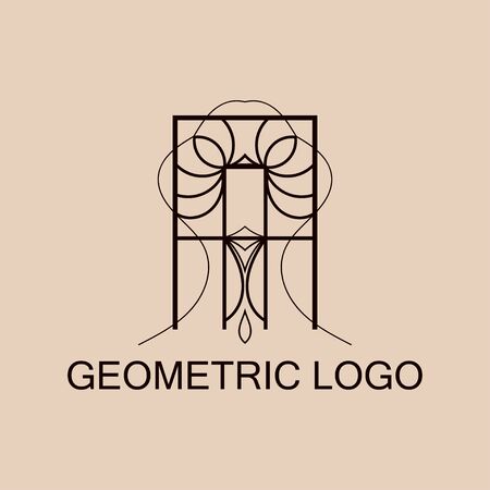 Luxury antique art deco monochrome hipster minimal geometric vintage linearのイラスト素材