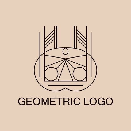 Luxury antique art deco monochrome hipster minimal geometric vintage linear vector logo template for designのイラスト素材